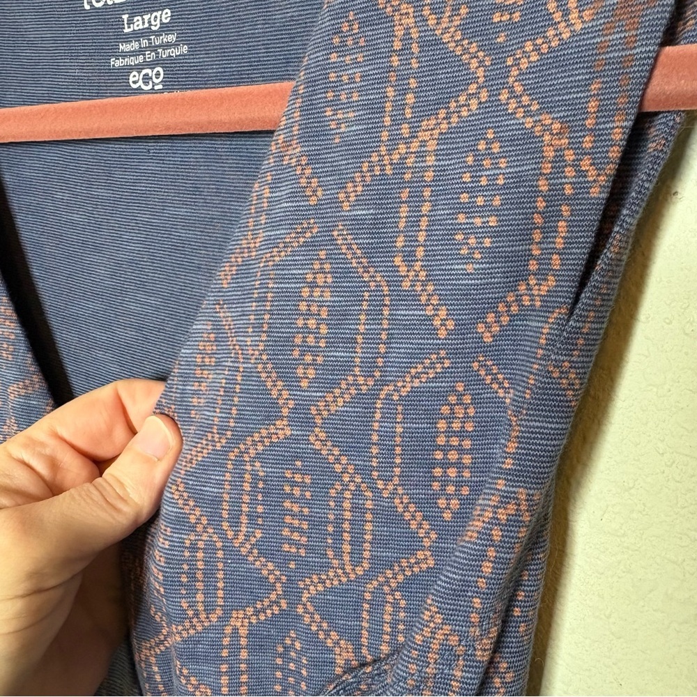 Toad&Co Blue and Orange Geometric Wrap Dress Large - Picture 4 of 5